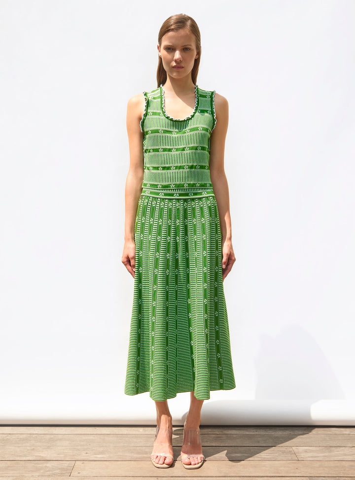 Sofia ™-Green Floral Jacquard Skirt
