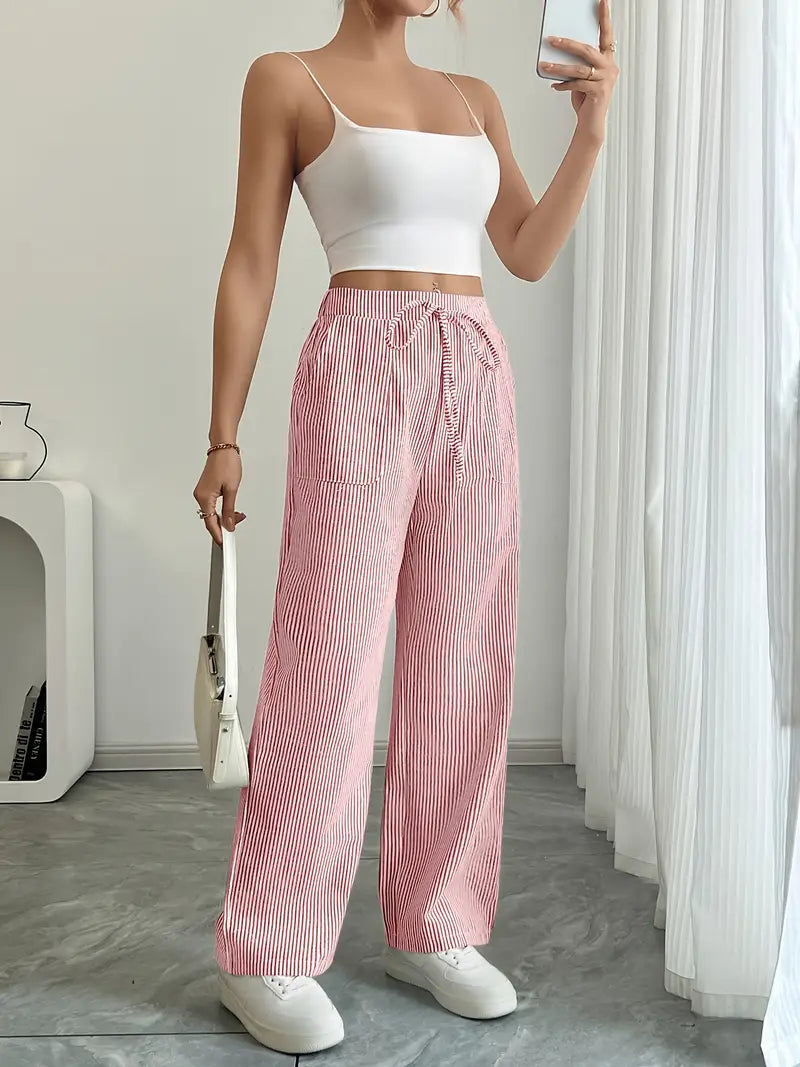 Nina™ - Elegant Striped Pant With Pockets