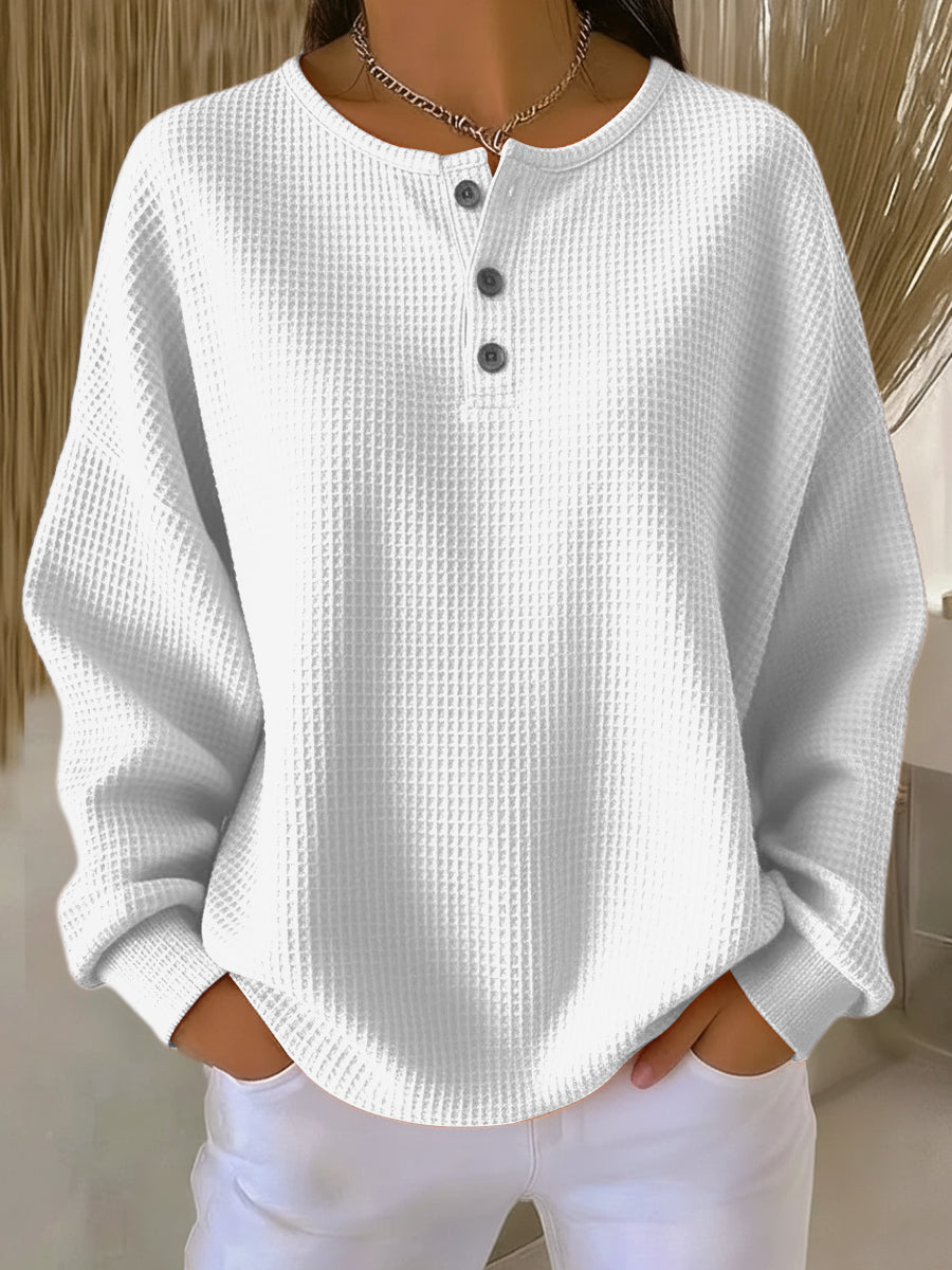 Anne - Cozy Waffle Knit Henley