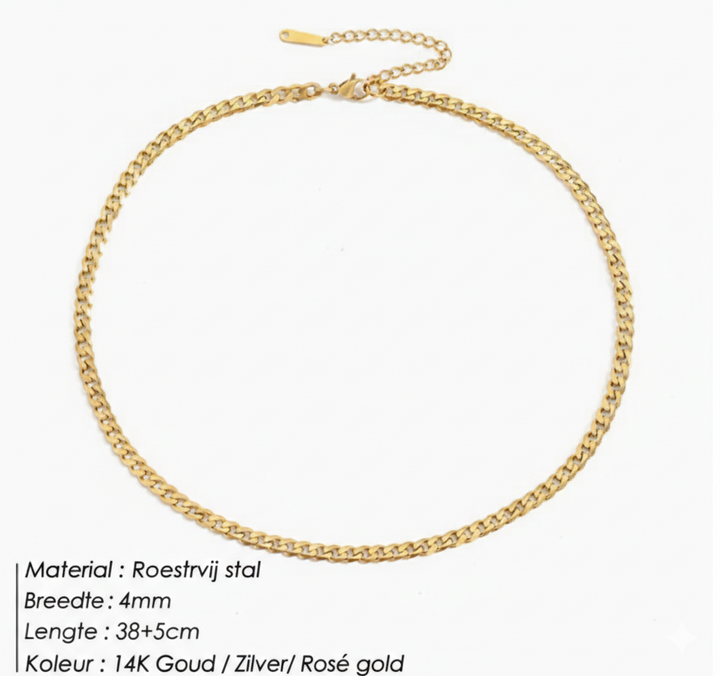 Necklace with flat links and edge chain | Gold
