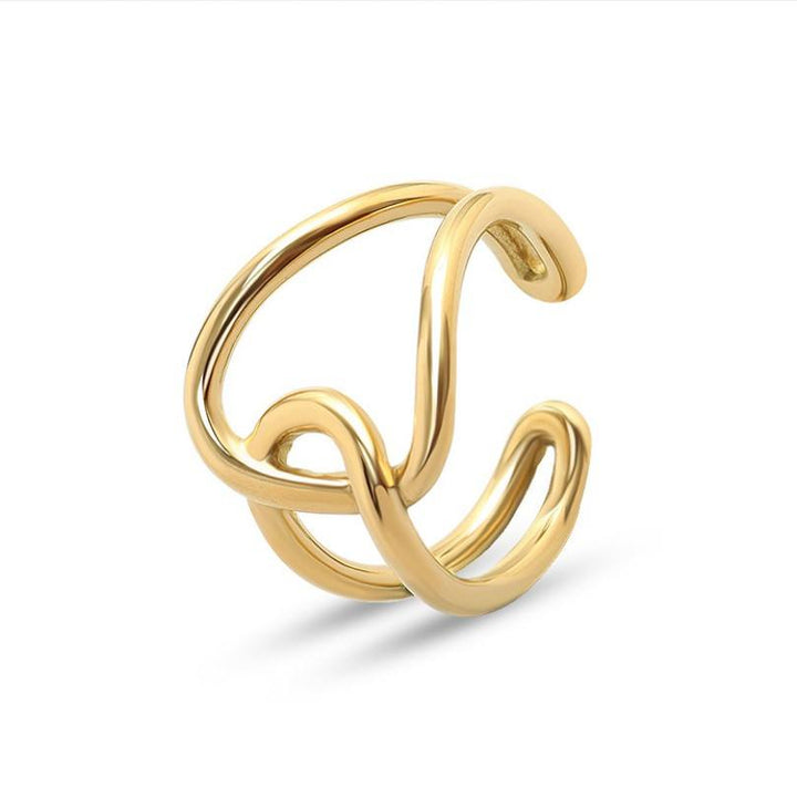 Golden modern ring with irregular circles