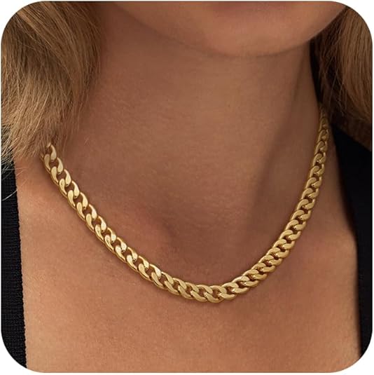 Necklace with Raw Cuban Link Pattern | Gold