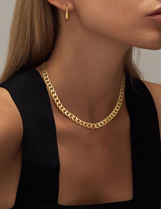 Necklace with Raw Cuban Link Pattern | Gold