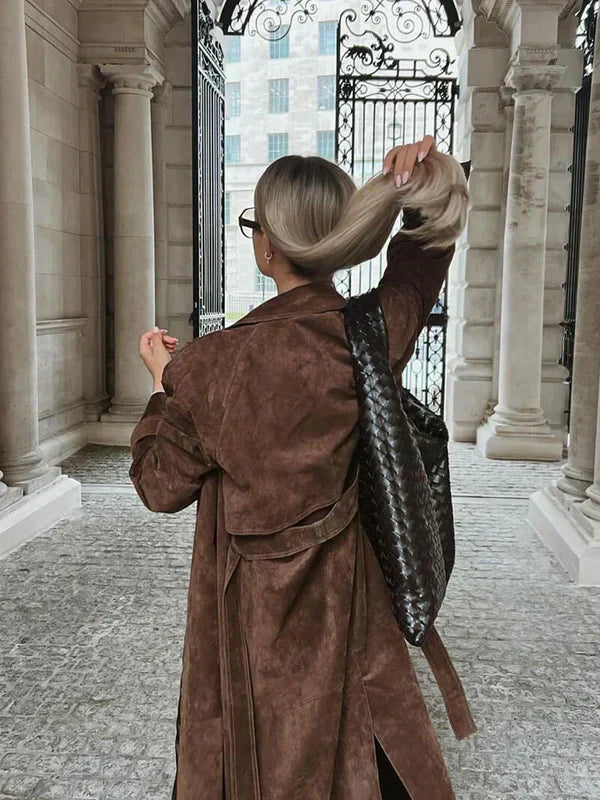 Suzanne| Classic Suede Trench Coat.