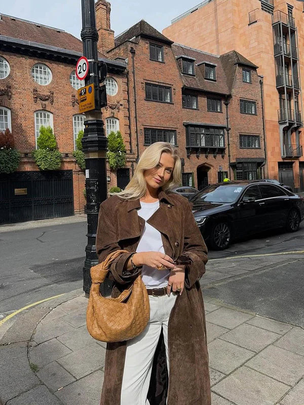 Suzanne| Classic Suede Trench Coat.
