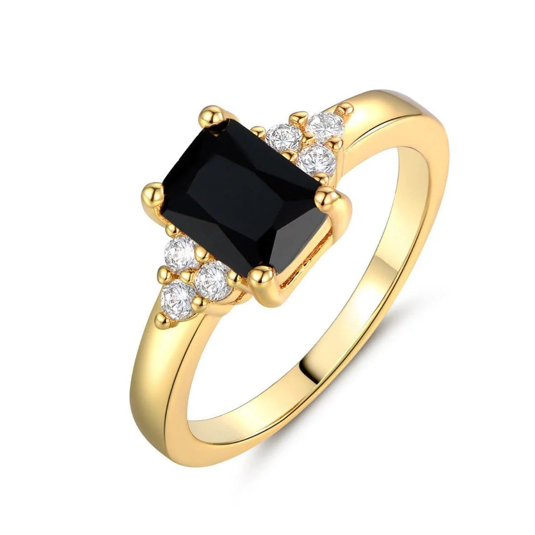 Ring with black spinel baguette