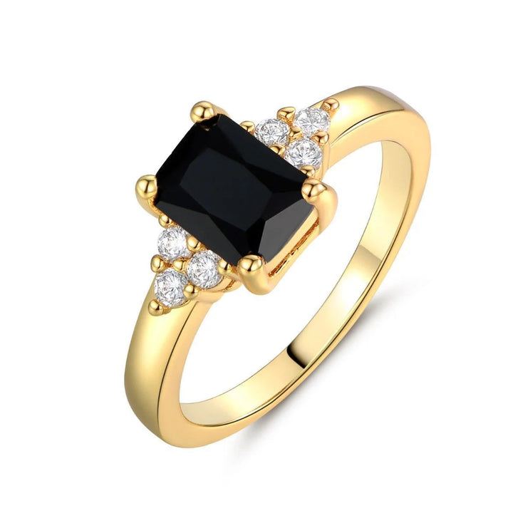 Ring with black spinel baguette