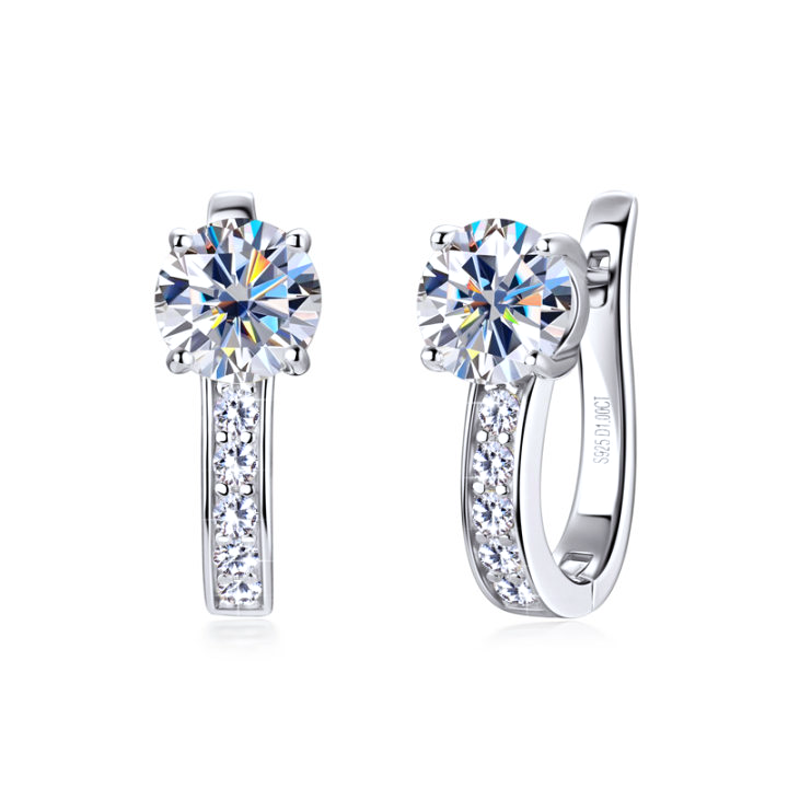 Channel Moissanite Huggie Earrings | Gold 18k