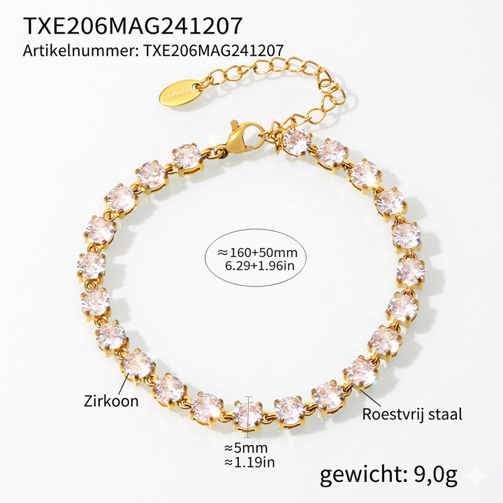 Gold-plated tennis bracelet with moissanite