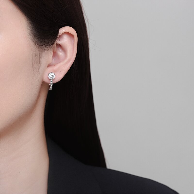 Moissanite Huggie Earrings