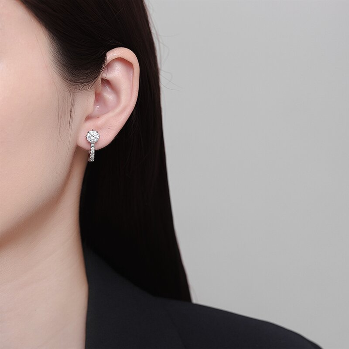 Moissanite Huggie Earrings